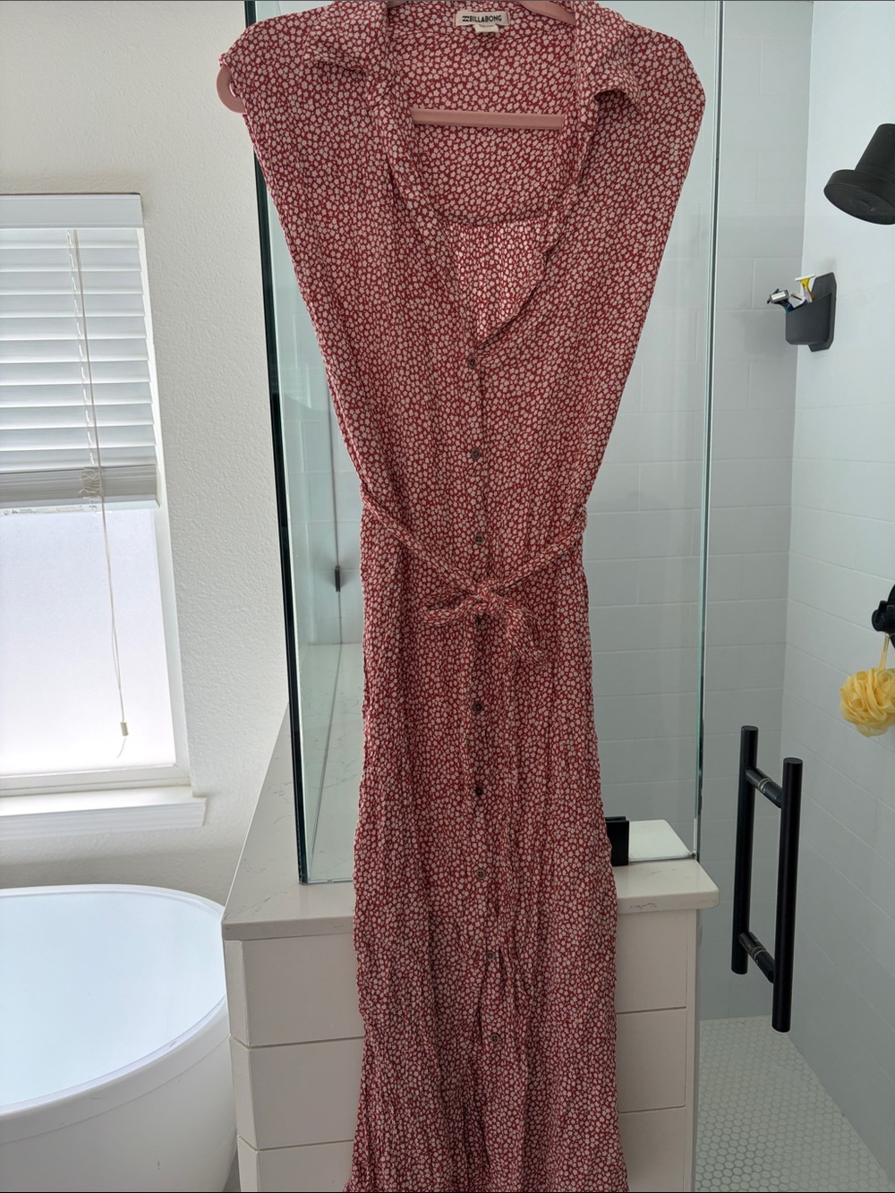 Billabong Dusty Rose Floral Button-Front Maxi Dress